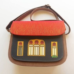 Traditional Lebanese House Crossbody Bag - Brown based