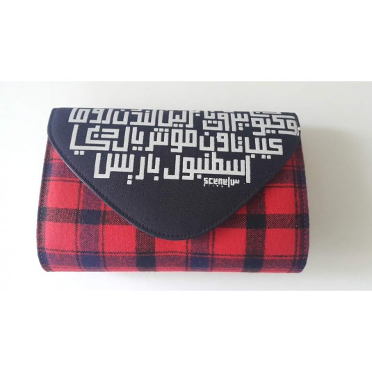 Cosmopolitan Cities Calligraphy Clutch Red, black and night blue