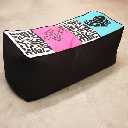 2 Seater Pouf - Blue, Hot Pink and Black